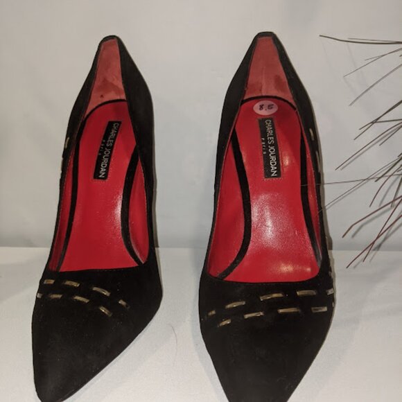 Charles Jourdan Paris Black suede pumps SZ 8.5 - Picture 1 of 7